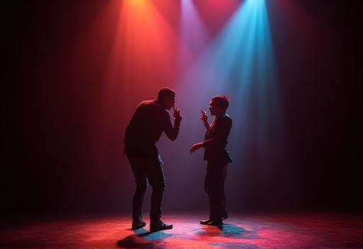 Actors performing on a makeshift stage