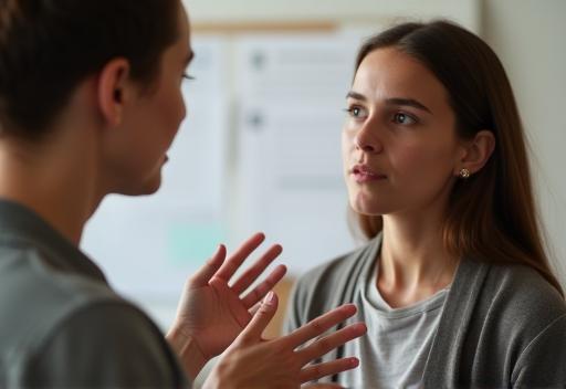 Instructor guiding a student in voice exercises